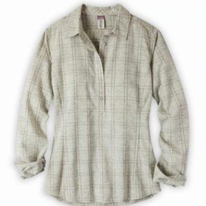 STIO Button Poplar Shirt Popover Shirt Lichen Plaid NWT L